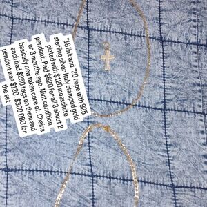 Gold Cross Moassinite Pendant Pais $120 Alone And "18 Link Was $250 And "20 Rope